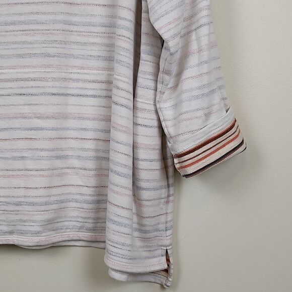 J. Jill Purejill Bisque Lovely Stripe Inside Out Oversized Shirt - Picture 4 of 9
